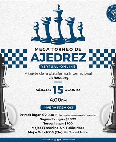 Club Deportivo Naco Hará Mega Torneo Ajedrez Virtual